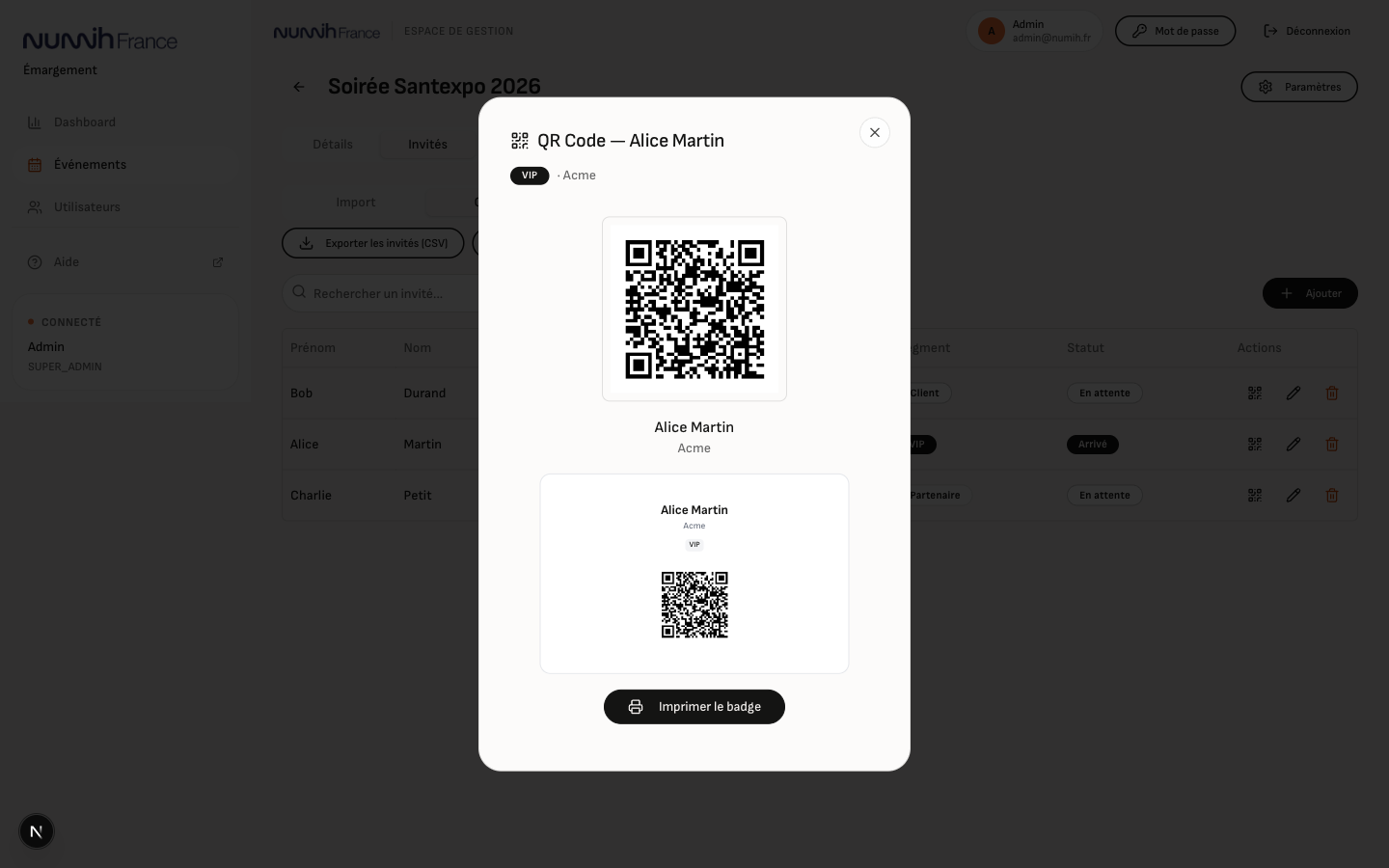 QR code et badge